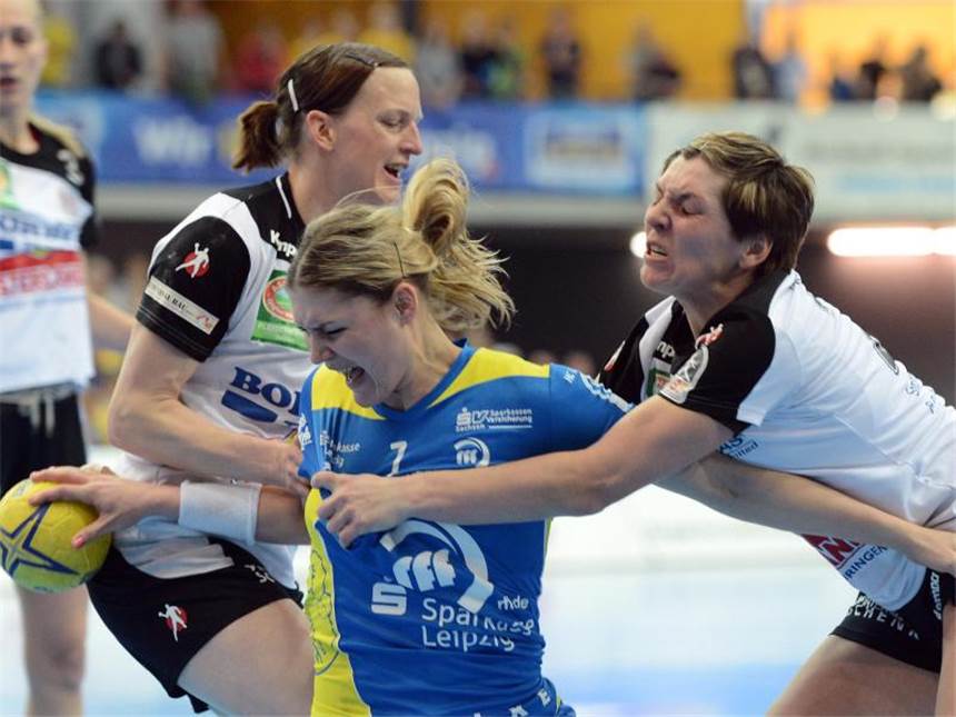 Thüringer HC gewinnt Final-Hinspiel in Leipzig Der Thüringer HC hatte die Leipzigerinnen fest im Griff. Foto: Hendrik Schmidt