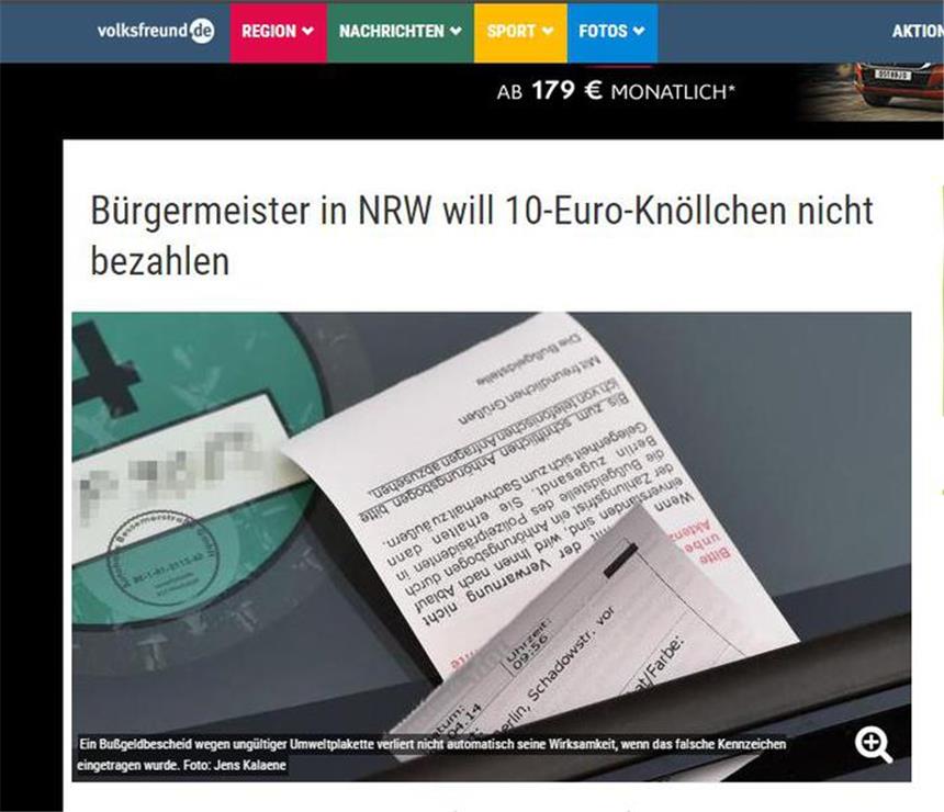 Der Triererische Volksfreund und viele weitere Medien berichteten über die "Knöllchen-Posse".
