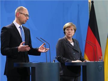 Der ukrainische Ministerpräsident Arseni Jazenjuk ist zu Gast bei Bundeskanzlerin Angela Merkel. Foto: Wolfgang Kumm