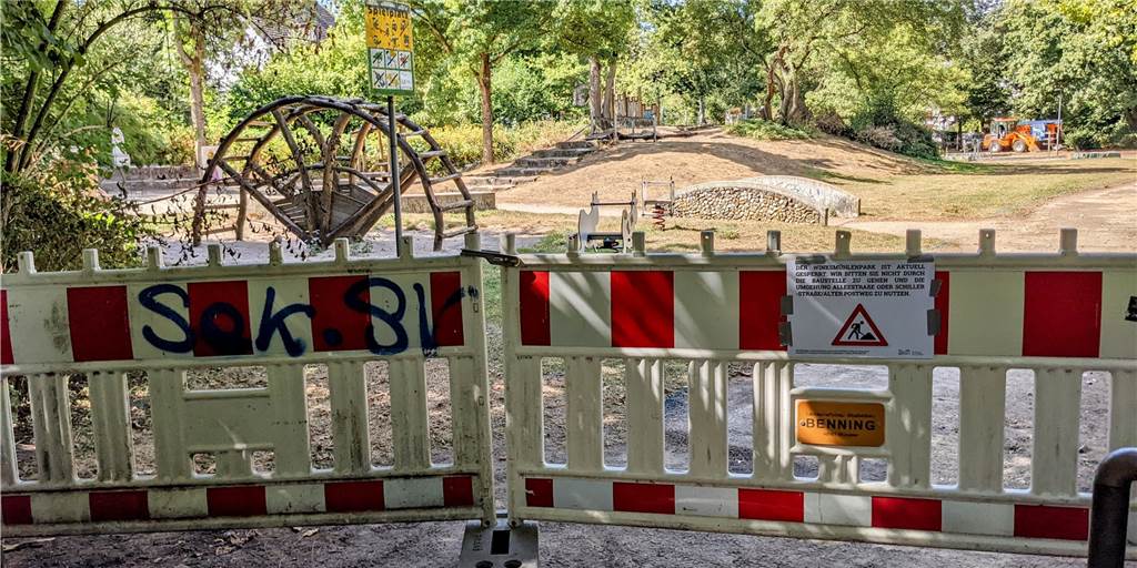 Bauarbeiten: Park in Dorsten wochenlang dicht, Spielplatz gesperrt Sperrung