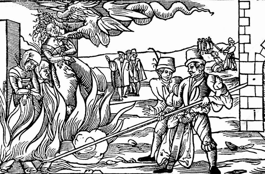 Das Schicksal der schönen Hexe aus Lünen Der zeitgenössische Stich zeigt eine Hexenverbrennung im Jahre 1555. Knapp 100 Jahre später soll Stina Jute aus Lünen wegen Hexerei in Lüdinghausen verbrannt worden sein.