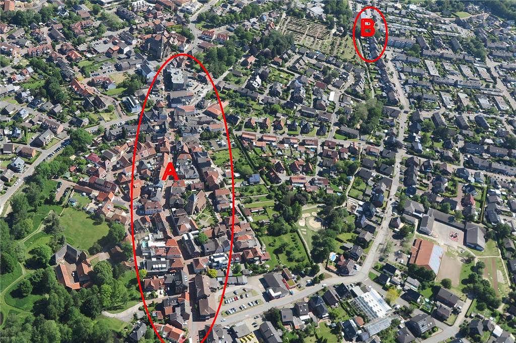 Entscheidung über Verkehrsversuch: Politiker müssen heute Farbe bekennen Luftbild vom Schermbecker Ortskern