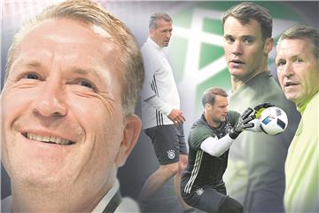 DFB-Torwarttrainer Andreas Köpke setzt auf eine rechtzeitige Gesundung von Nationalkeeper Manuel Neuer vor der Fußball-WM.