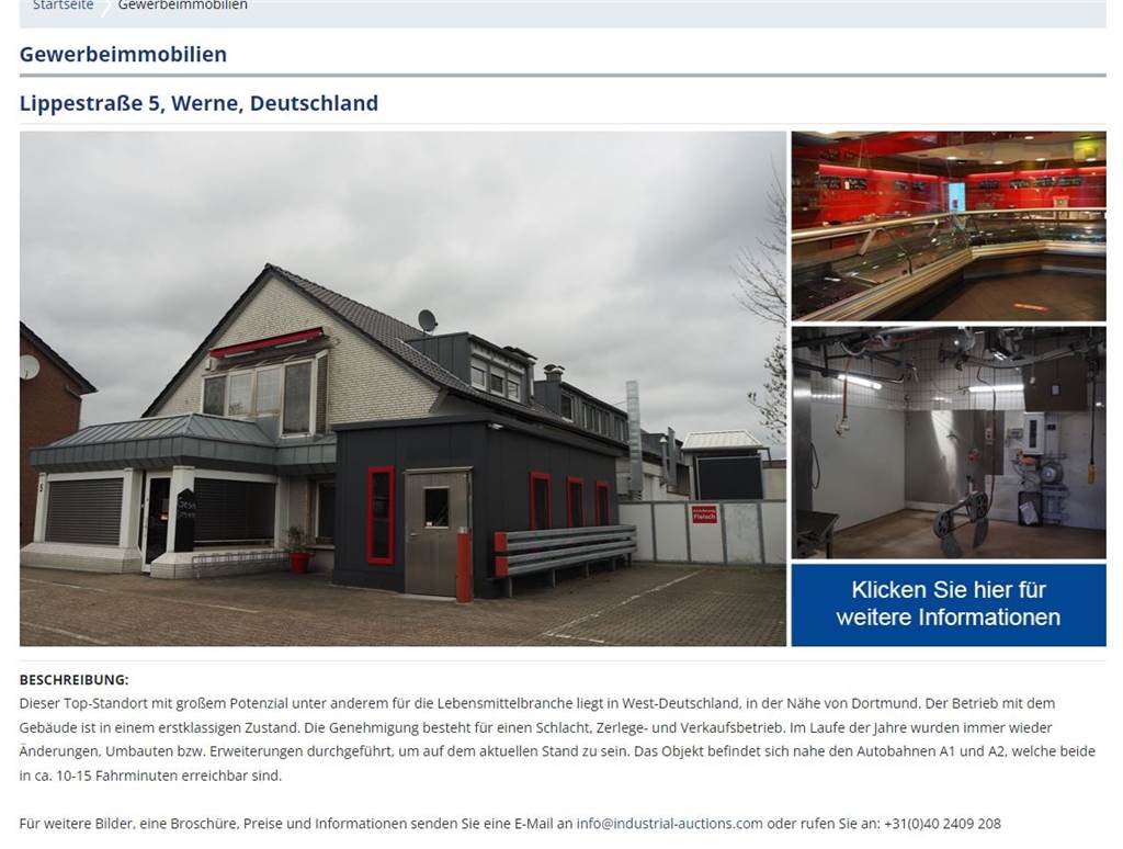 Auktionator bietet Mecke-Immobilie in Werne im Internet an - und es gibt Interessenten Screenshot Internetseite