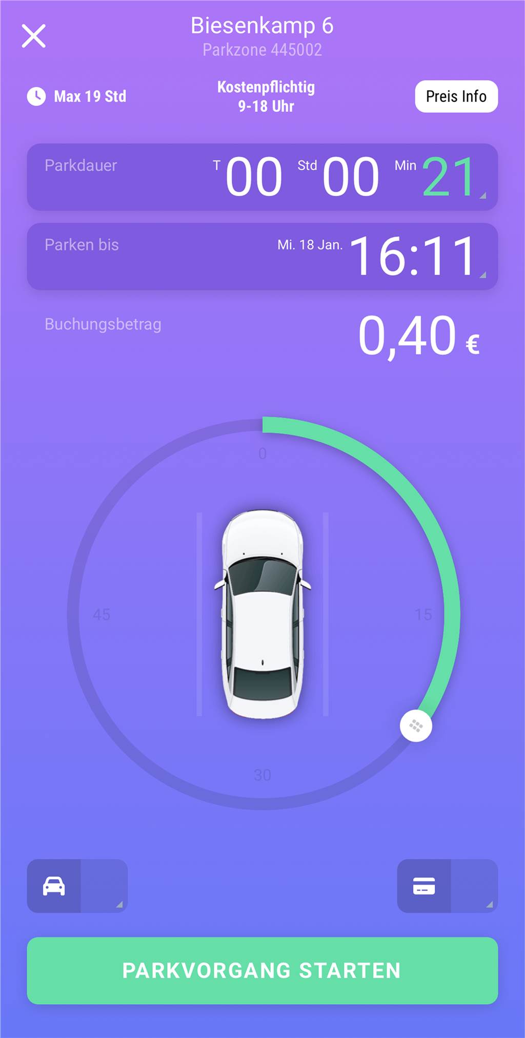 Parktickets lösen mit dem Handy? Die sechs Park-Apps im Test Ein Screenshot aus der App Parco.