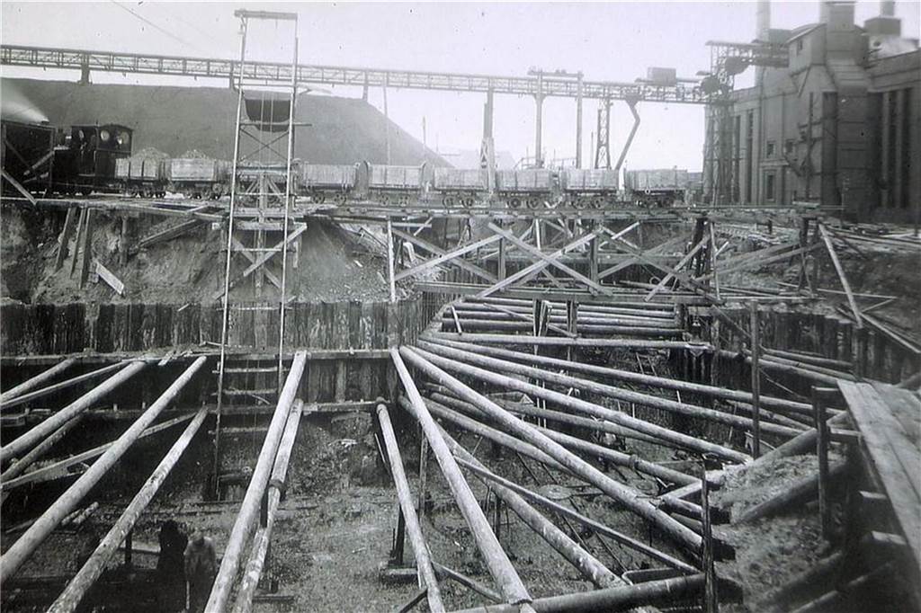 Die Baustelle für das Gersteinwerks Anfang des 20. Jahrhunderts in Werne.