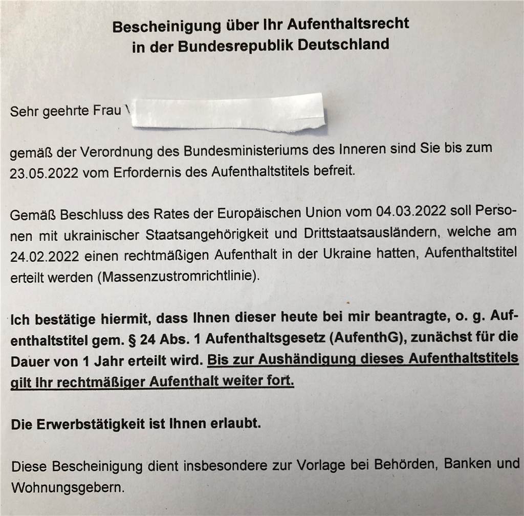 Stress bei der Kontoeröffnung: „Brauchen Flüchtlinge etwa ein Jodeldiplom?“ Die Aufenthaltserlaubnis des Kreises gilt für ein Jahr. Doch sie reicht nicht als Dokument zur Vorlage für eine Kontoeröffnung aus.