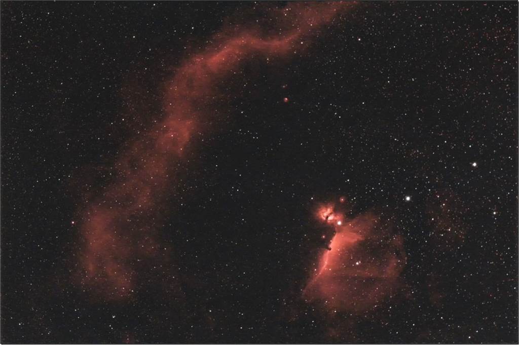 Lichter am Nachthimmel über Selm: Diese Himmelskörper stecken dahinter Die Aufnahme zeigt einen Teil von Barnards Loop eine riesige Wasserstoffwolke, die sich halb um das Sternbild Orion windet.