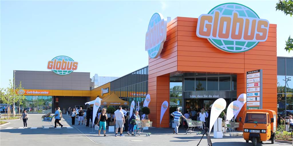Die Außenansicht des Globus-Marktes im hessischen Rüsselsheim. Wann der Globus in Castrop-Rauxel eröffnet, wird im Nezt spekuliert.