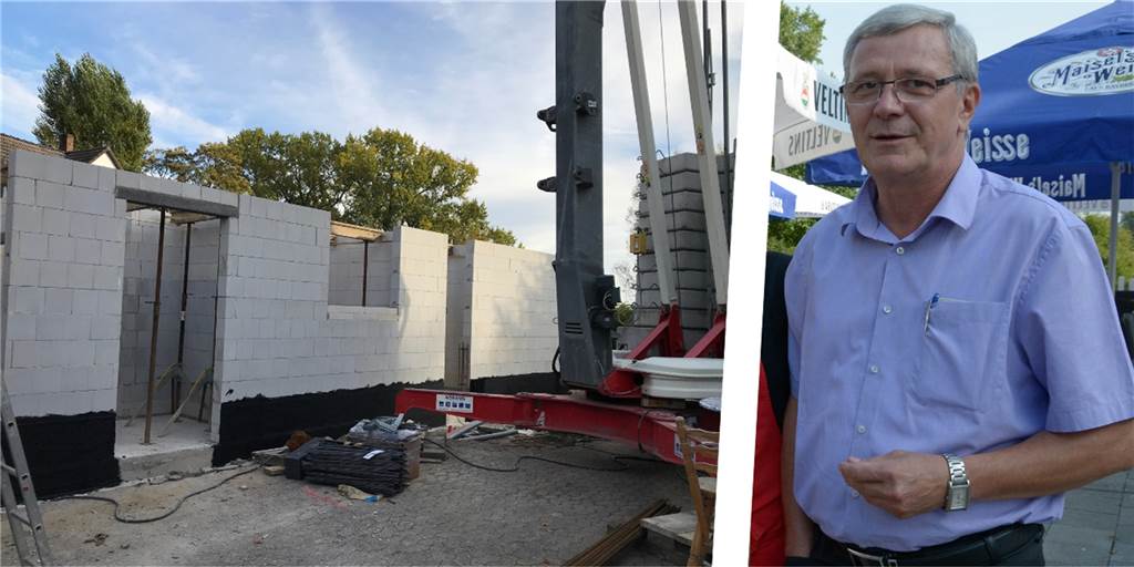 Haus Galgenbach in Werne: Auf Biergartenfläche entsteht ein Wohnhaus Montage aus Zlatko Mrzljak und der Baustelle am Haus Galgenbach