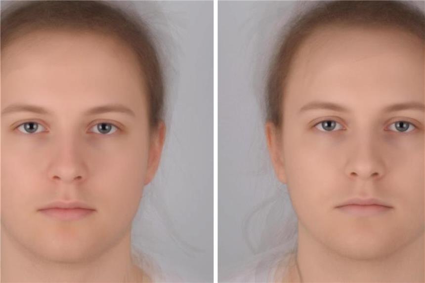 Menschen erkennen kranke Mitmenschen auf einen Blick Die beiden Bilder, die aus Fotos von 16 Probanden zusammengesetzt wurden, zeigen eine kranke und eine gesunde Person (l). Foto: MSc Audrey Henderson/-/dpa