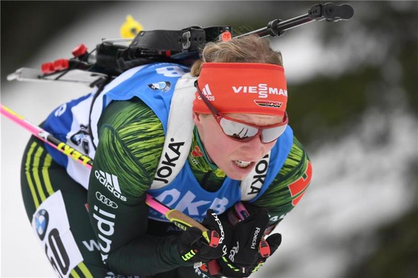 Endlich aufs Podest: Deutsche Biathleten greifen wieder an Die besten Chancen in der Verfolgung hat Franziska Hildebrand. Foto: Hendrik Schmidt