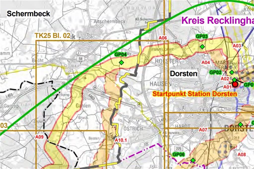 Wasserstoffleitung durch Schermbeck: Verwaltung will notfalls klagen Ein Kartenausschnitt