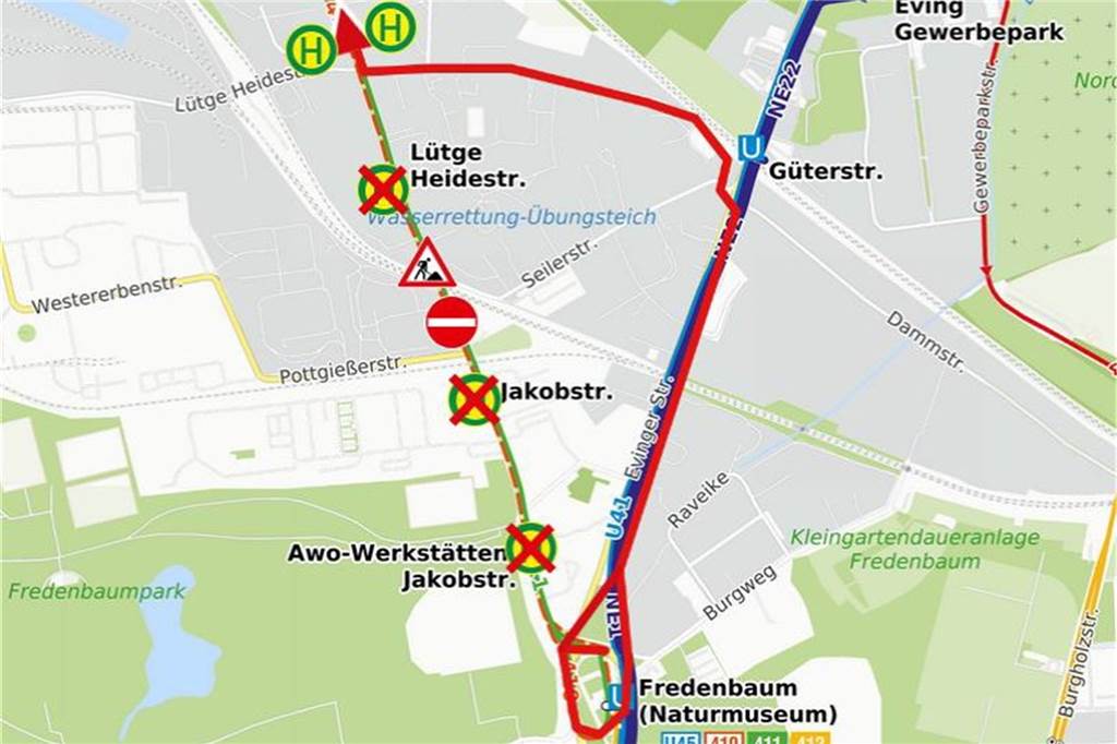 Nach Wasserrohrbruch: Hauptverkehrsstraße in Dortmund ist gesperrt Die Busse der Linien 410 und 411 müssen wegen der Sperrung auf der Lindenhorster Straße eine Umleitung fahren.