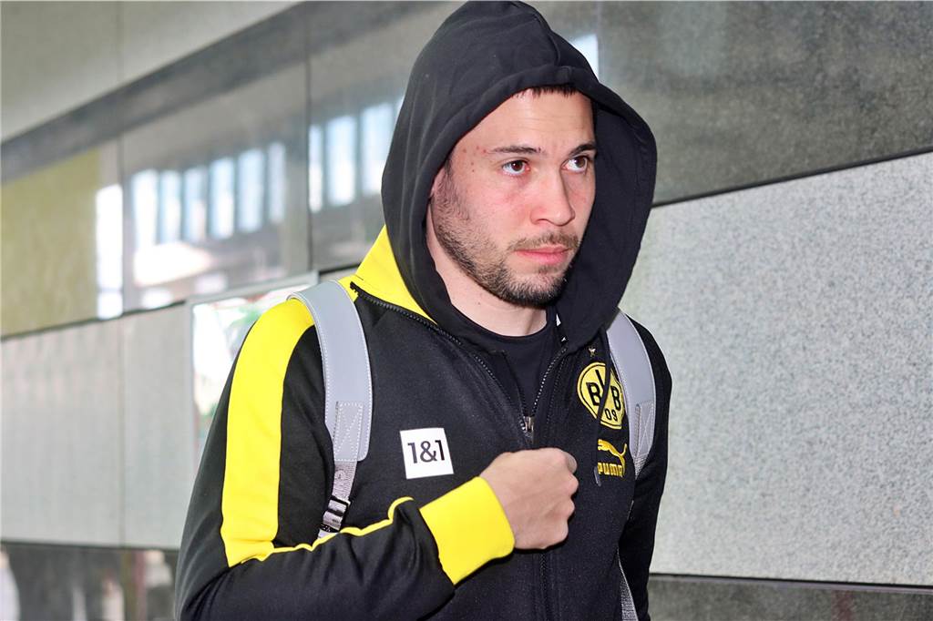 Die BVB-Profis auf dem Weg nach Stuttgart.