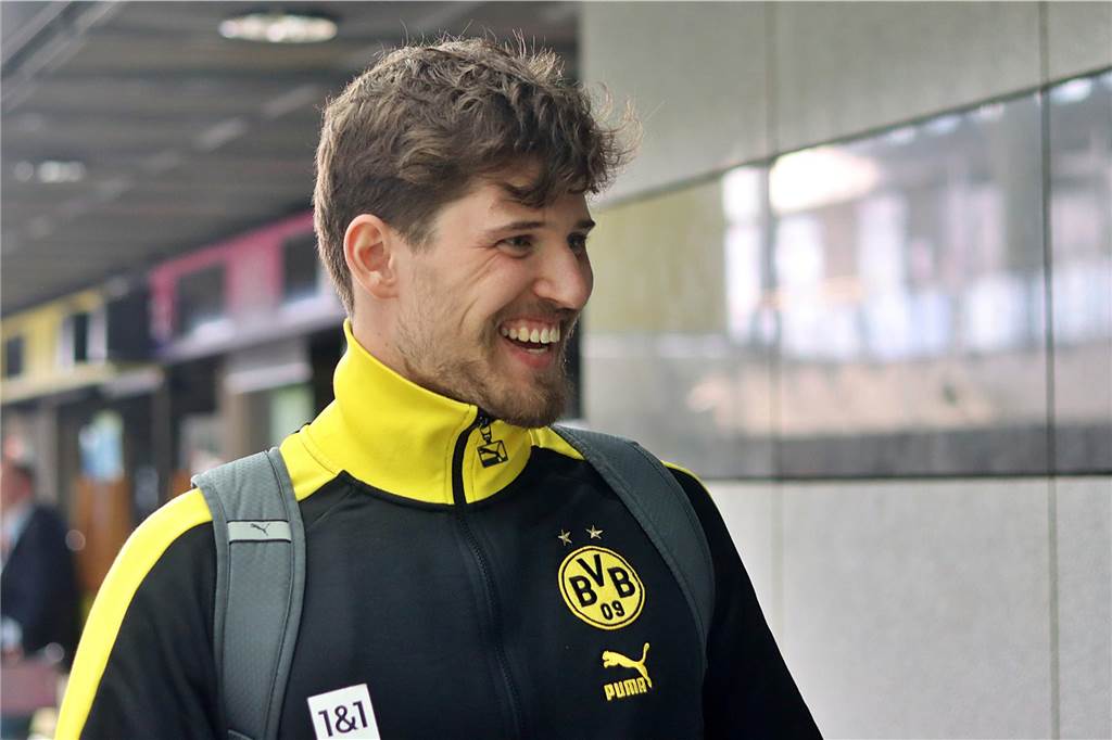 Die BVB-Profis auf dem Weg nach Stuttgart.
