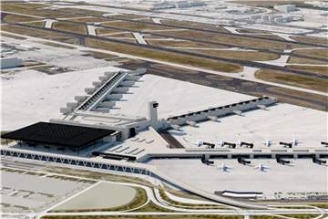Die Computer-Darstellung zeigt den geplanten Flugsteig G am Terminal 3 des Frankfurter Flughafens. Foto: Fraport
