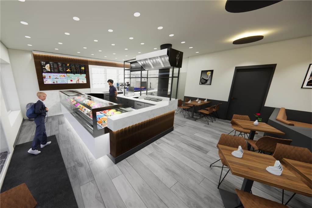 Gastronom Mathias Blazej eröffnet neues Eiscafé am Markt Die Computeranimation gibt einen ungefähren Einblick, wie Eistheke und Mobiliar stehen werden.