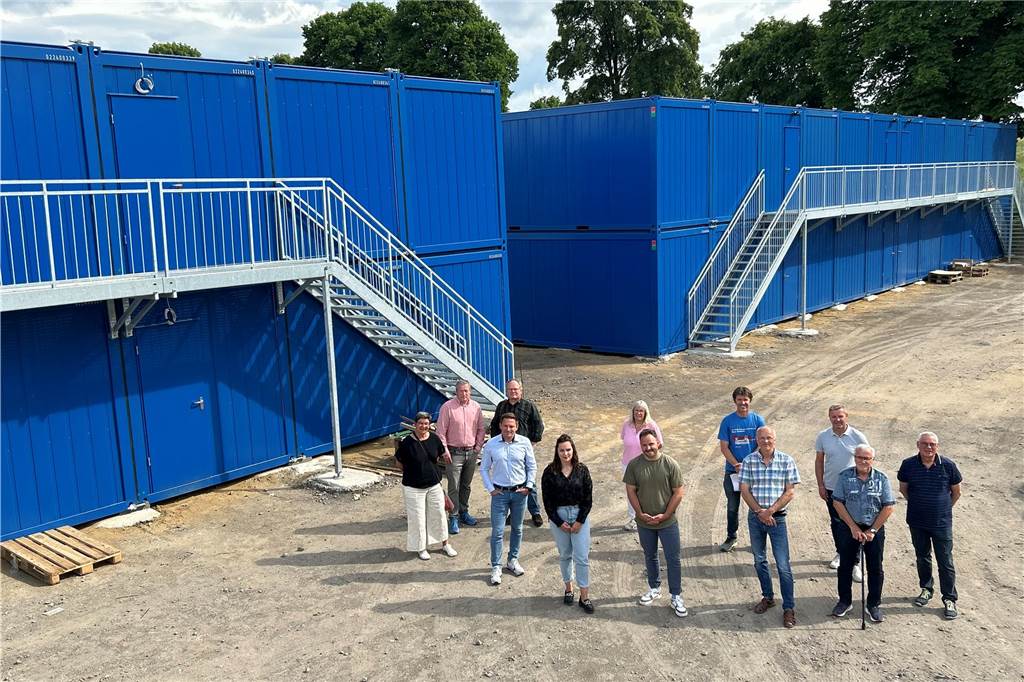 Die ersten Flüchtlinge ziehen bald in Gahlener Container-Unterkunft Die Containeranlage für die Unterbringung von Flüchtlingen in Gahlen wurde im Mai 2024 vorgestellt.