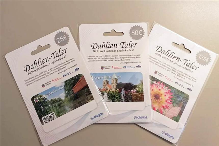 Die Dahlien-Taler-Aktion läuft Ende des Jahres ab – wer noch welche zu Hause hat, sollte sie nun einlösen.  Foto Gemeinde Legden