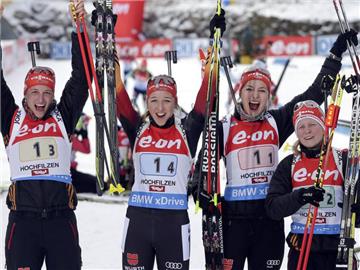Die deutschen Biathletinnen hatten beim Weltcup in Hochfilzen die Staffel gewonnen. Foto: Georg Hochmuth