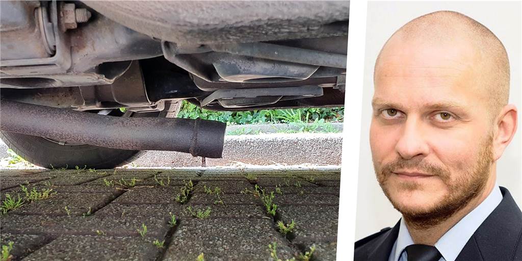 Die Diebe krochen unter das Auto von Brigitte K., stahlen hier den Katalysator. Ein Rohr hängt nun lose unter dem Astra. Polizei-Pressesprecher Gunnar Wortmann kennt solche Fälle und berichtet von steigenden Zahlen.