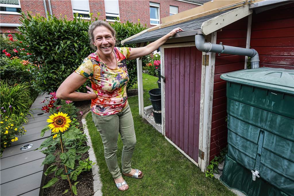 Die Drainage im Garten von Sabine Wessollek ist gut verkleidet.