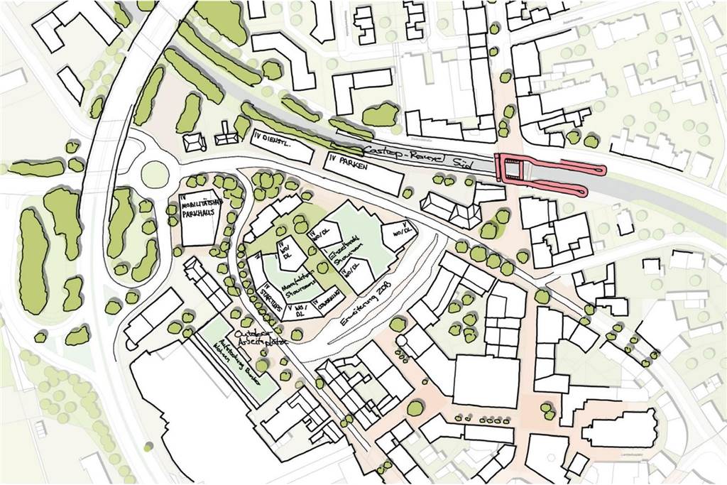 Drei Pläne für eine andere Altstadt: Visionen für Busbahnhof, Bunker und Co. Die dritte Variante soll viele neue Räume für geteilte Nutzung (Co-Working) bereitstellen, Büros fürs Start-Ups schaffen, den Busbahnhof erhalten, aber die Autos auf ein zentrales Parkhaus als Mobilitätshub weitgehend aus der Altstadt raushalten.