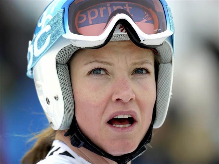 Super-G-Sieg krönt Rieschs «Wahnsinns-Wochenende» Die Drittplatzierte Julia Mancuso ahnt, dass ihre Zeit nicht zum Sieg reichen wird.