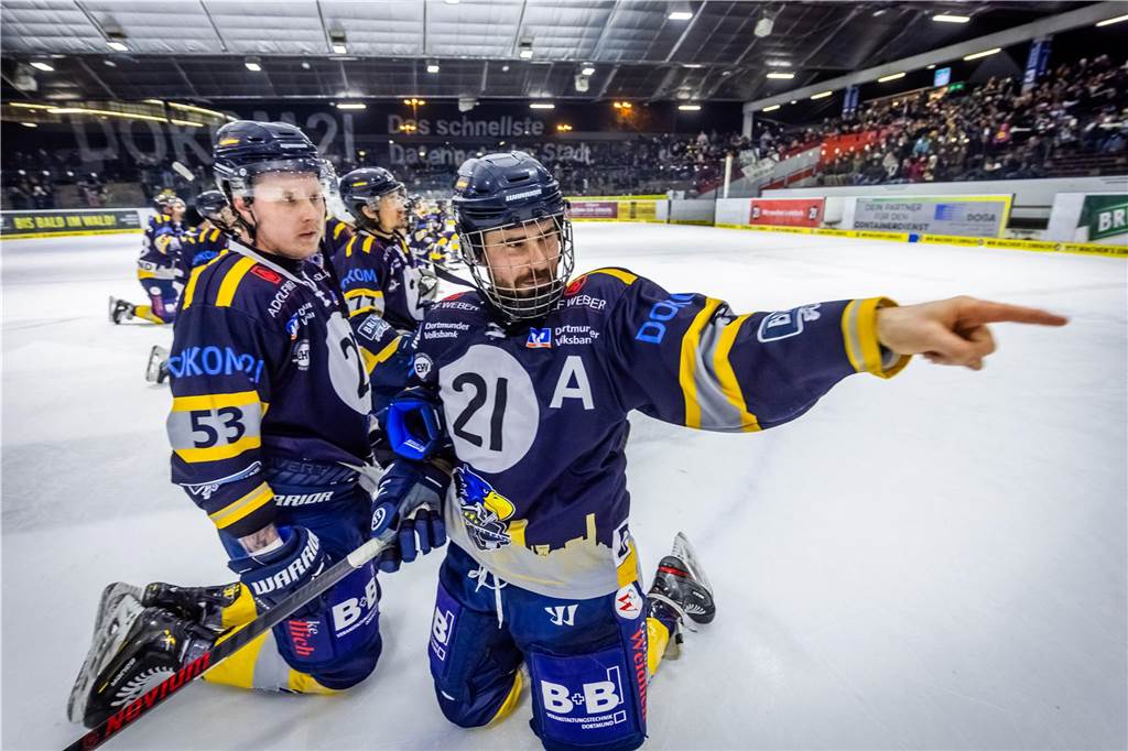 Die Eisadler Dortmund haben vor über 2000 Zuschauern am Freitagabend die Grefrather EG besiegt und starten mit Rückenwind aus 14 Siegen in Serie in die Playoffs.