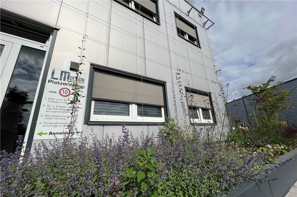Fassadenbegrünung und Staudenbeete: Im Industriegebiet Gaxel tut sich etwas für die Natur Die ersten Pflanzen ranken die Fassade rauf.