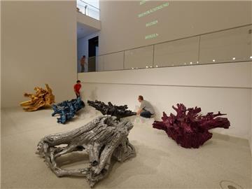 Die farbig angemalten Wurzeln hat Ai Weiwei exklusiv für die Grimmwelt geschaffen. Foto: Swen Pförtner