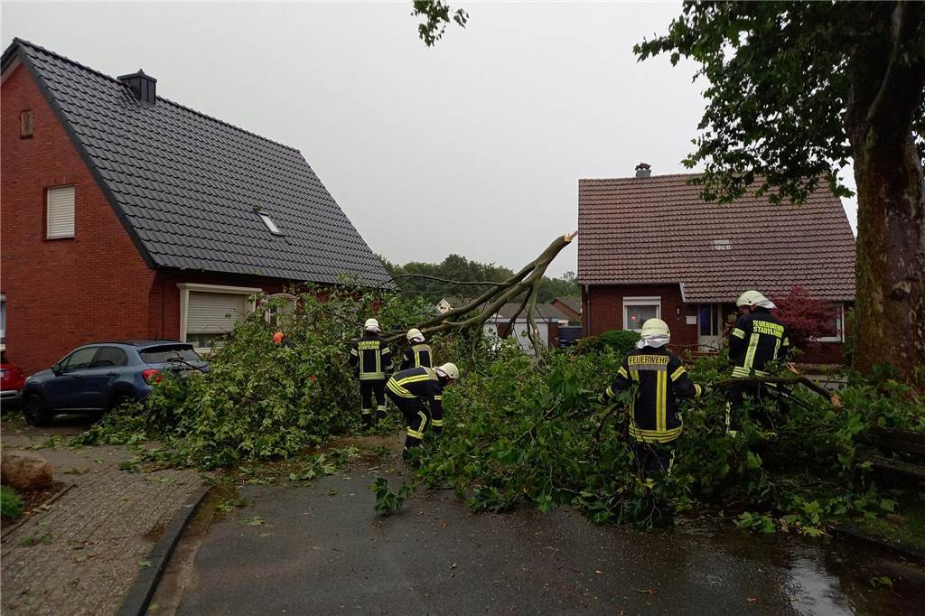 Sturmschäden nach Gewitter: Stadt warnt vor herabfallenden Ästen Feuerwehr Stadtlohn im Sturmeinsatz