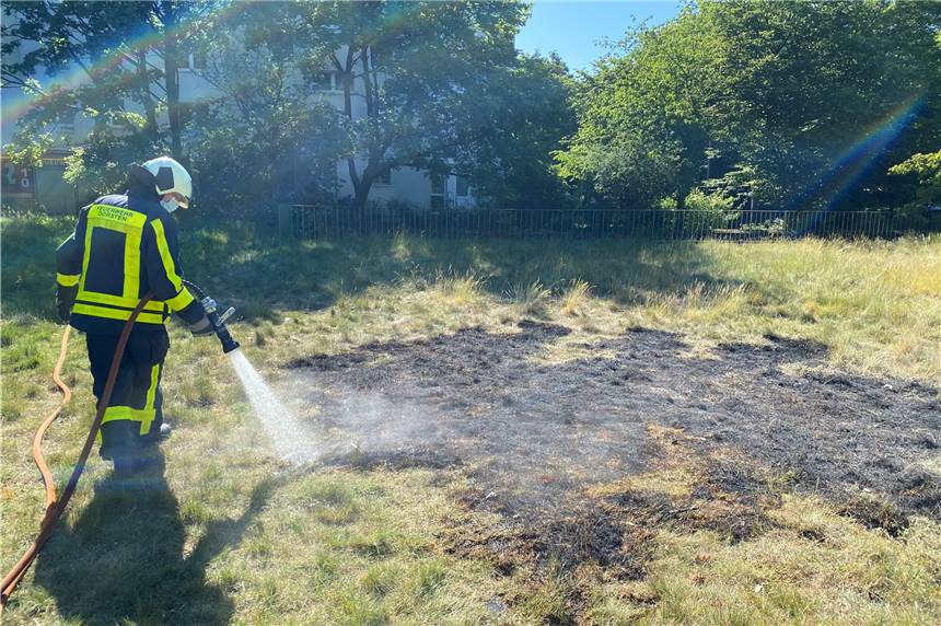 Kinder zünden mit Böllern ein begrüntes Dach in Barkenberg an Die Feuerwehr löschte den Brand des begrünten Tiefgaragendachs schnell ab.