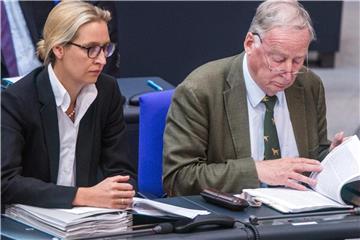 Die Fraktionsvorsitzenden der AfD, Alice Weidel und Alexander Gauland im Plenarsaal des Bundestages. Die AfD könnte sich durchaus eine Koalition mit der CSU in Bayern vorstellen. Foto: Jens Büttner