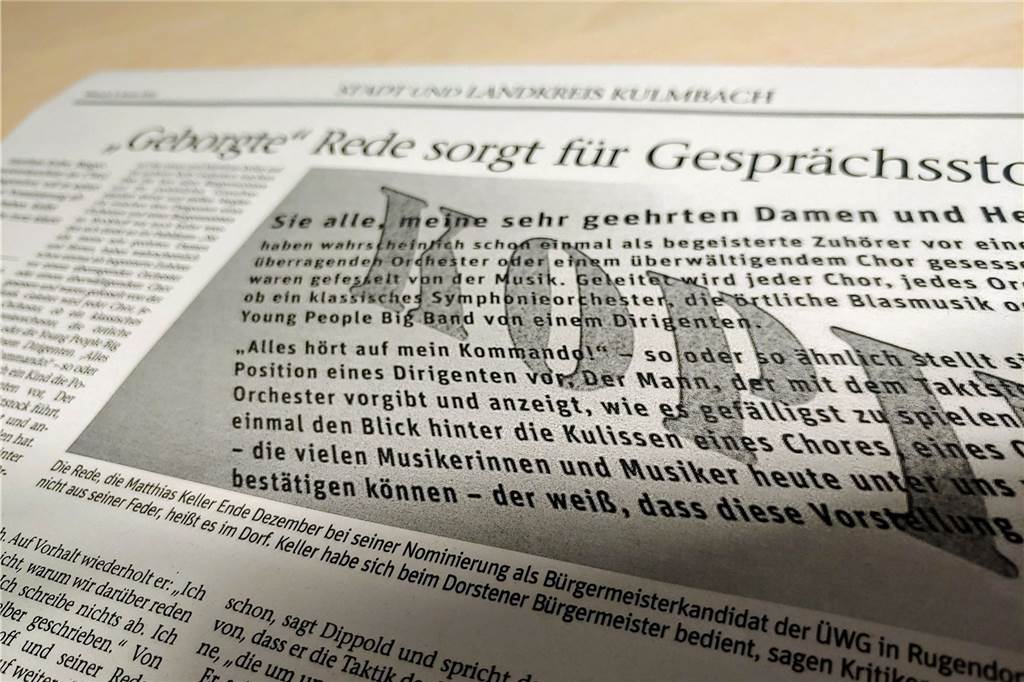 Bürgermeister Stockhoff ist Plagiatsopfer: Bayerischer Kandidat schreibt Bewerbungsrede ab Die Frankenpost in Kulmbach berichtete über den Plagiatsfall.