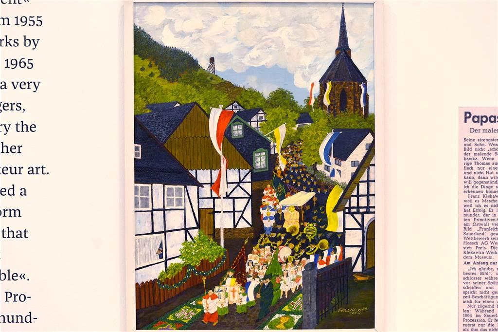 Gemälde von Bergarbeitern geben Einblicke in das Dortmunder Leben vor rund 60 Jahren Die „Fronleichnamsprozession im Sauerland“ von Franz Klekawka.