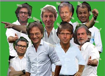 Die "Fußball-Vögel" Uli Schlitzer, Matthias Schubert, Fritz Eckenga, Matthias Bongard, Peter Großmann, Peter Krettek, Peter Freiberg, Thomas Koch (von links nach rechts).
