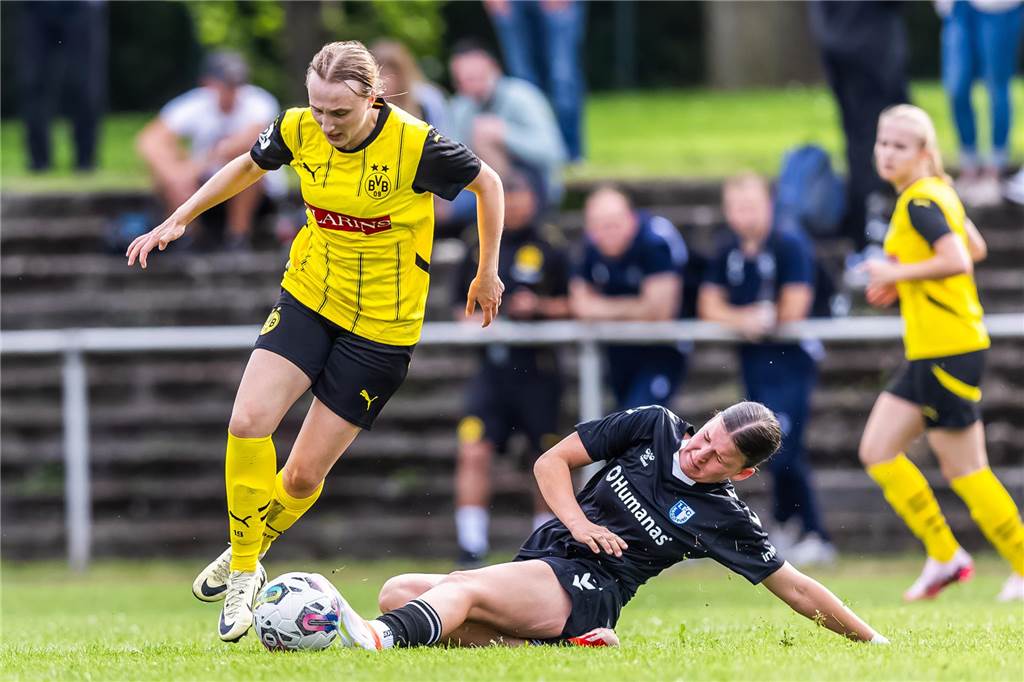Alle Dortmunder Amateurfußball-Spiele: Die große Übersicht mit allen Ergebnissen Die Fußballerinnen von Borussia Dortmund spielen gegen den Herfroder SV.