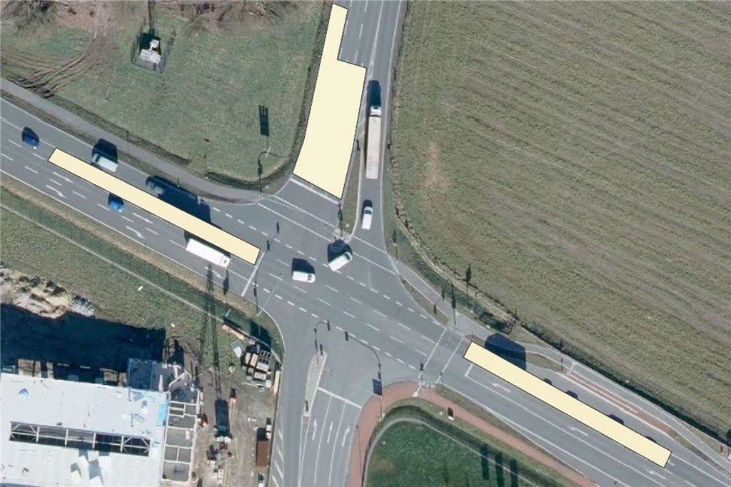 Sperrungen an A31 und B474 zum Ferienstart: Eintägige Sanierungsarbeiten Vogelperspektive auf die Kreuzung A31/B474.