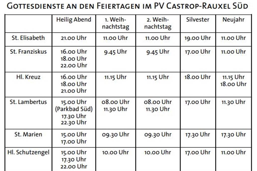 Advent, Weihnachten und Corona: Die Pläne der Kirchen in Castrop-Rauxel Die Gottesdienste im PV Süd St. Lambertus im Überblick.
