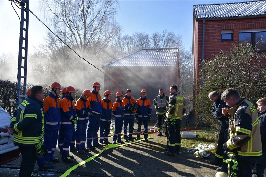Jugendfeuerwehr im Einsatz: Brennender Waggon und Kellerbrand mit Menschenrettung Die Gruppen mussten unter anderem einen Zugbrand und einen brennenden Weihnachtsmarktstand löschen.