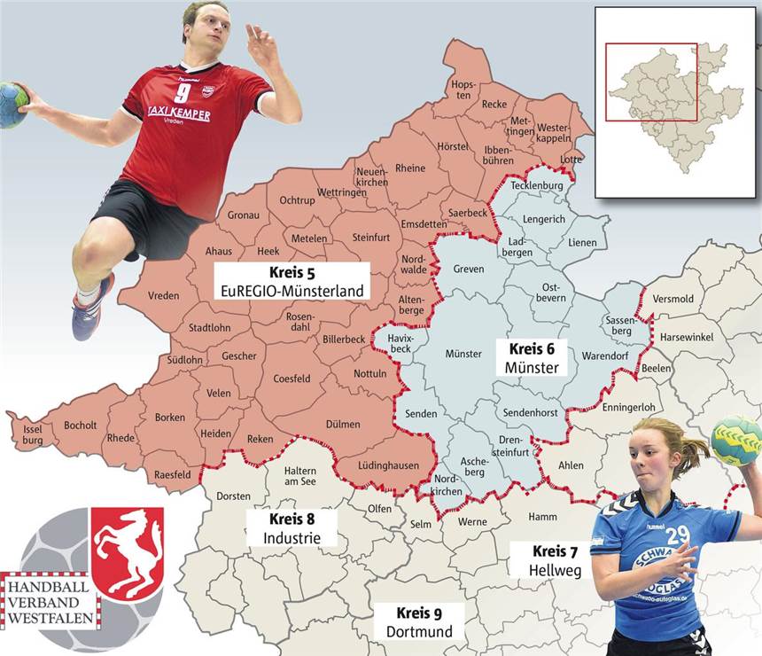 Kleinere Ligen bereiten Sorge Die Handballkreise Euregio-Münsterland und Münster, derzeit noch gemeinsam in den Bezirksligen vertreten, gehen ab der kommenden Saison ihre eigenen Wege.