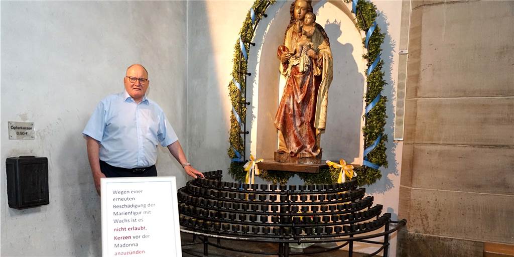 Madonnenfigur in Dortmund erneut beschädigt: „Wir sind schockiert“ Die hölzerne Madonna mit Kind aus dem 15. Jahrhundert wurde in der Propsteikirche Dortmund erneut mutwillig mit Wachs verunreinigt. Propst Andreas Coersmeier kündigt an, wie man darauf nun reagieren will.