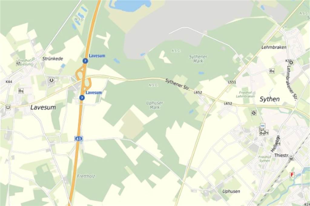Neue Klagen, neuer Verdacht: Noch mehr Bürger hören den Brummton Eine Karte zeigt die Halterner Ortsteile Lavesum und Sythen.