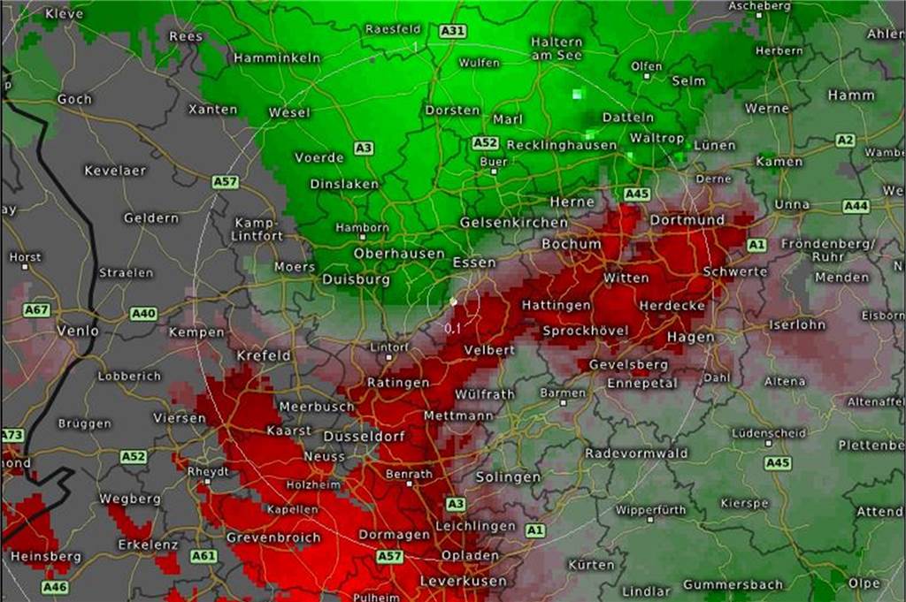 Tornado oder nicht? Wetterexperte gibt Einschätzung zum Sturm in Obercastrop Die Karte des Doppler-Radar-Sweeps. Die nächste Messstation für Castrop-Rauxel befindet sich in Essen. Das Signal reicht 150 km weit.
