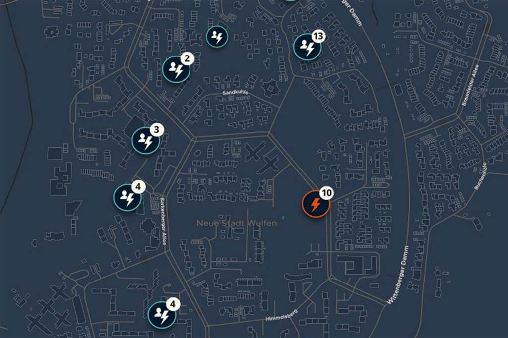 Stromausfall in Dorsten: Dutzende Haushalte betroffen Karte mit Störungsmeldungen