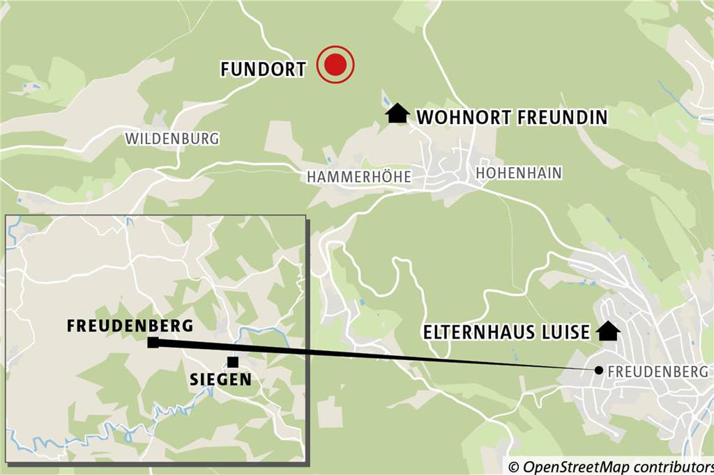 Zwei Mädchen töteten Luise F. aus Freudenberg: Was wir wissen und was wir nicht wissen Die Karte zeigt die Orte, die bei dem Verbrechen an Luise F. eine entscheidende Rolle spielen.