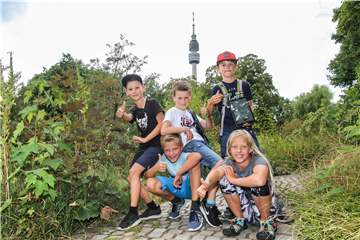 Die Kinder aus dem Regenbogenhaus erkunden den Westfalenpark für sich und ihre Altersgenossen: (v.l.) Fabian, Linus, Jakob, Lennard und Lina.