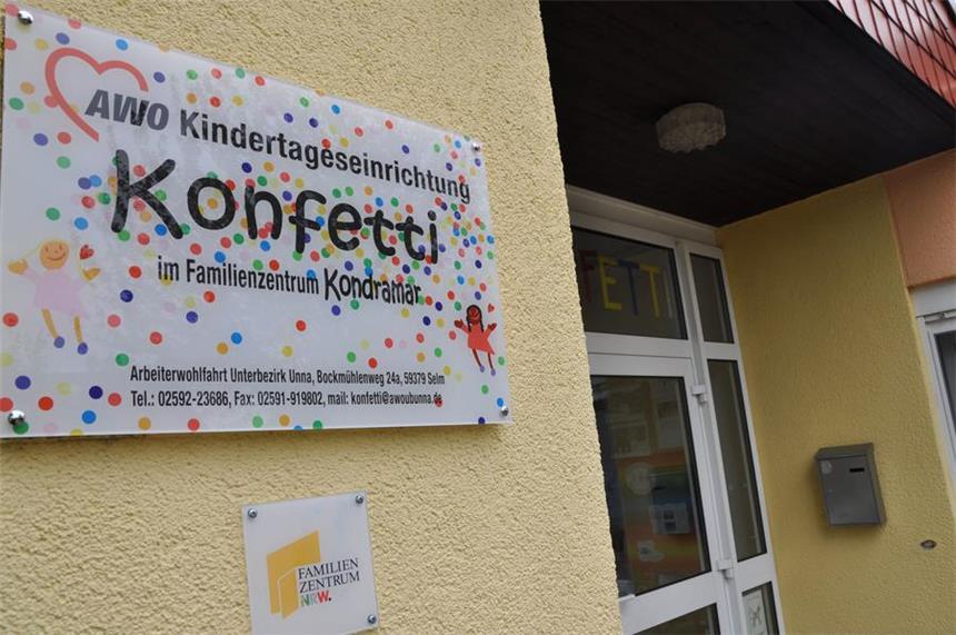 AWO-Streik betrifft auch die Kita Konfetti Die Kita Konfetti am Bockmühlenweg in Selm. Dort wird gestreikt.